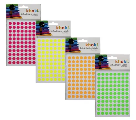 Self Adhesive Labels, Round Neon
