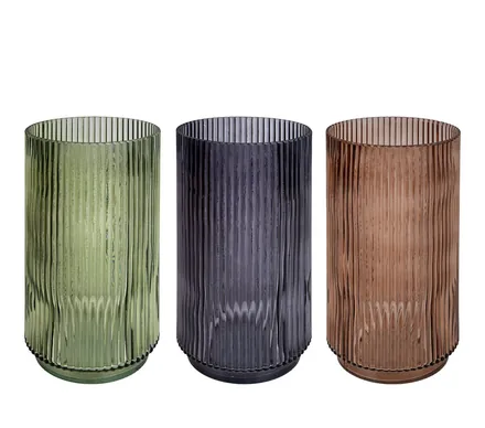 Glass Vase, Stripe Pattern, 25cm