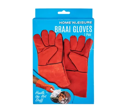 Bbq Leather Gloves 34cm In Gift Box