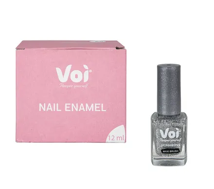 Voi Nail Polish, Silver Glitter, 12ml