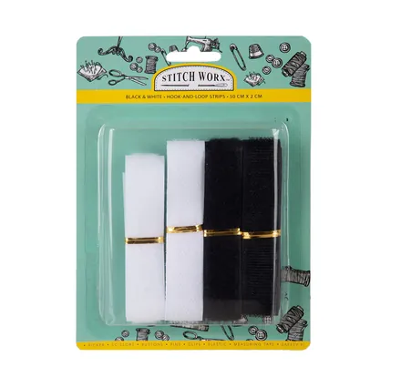 Hook And Loop Strips, White And Black