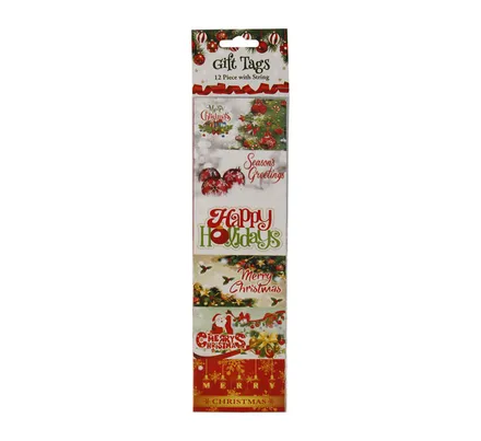 Tie On Christmas Tags, 12-Piece