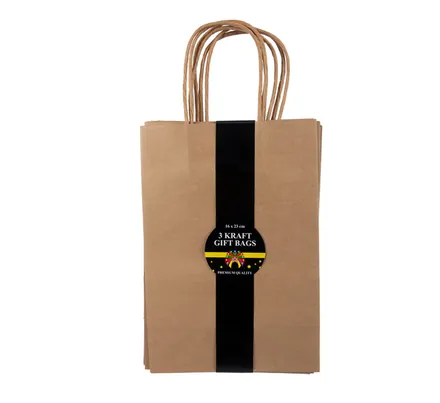 Brown Craft Gift Bags, 3-Piece