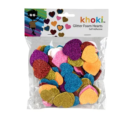 Glitter Heart Foam Shapes