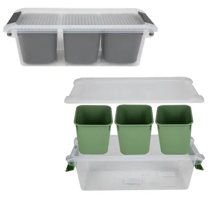 Food Container With Lid, 3-Divisions