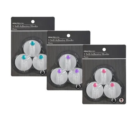 Plastic Round Hooks, Self-Adhesive,