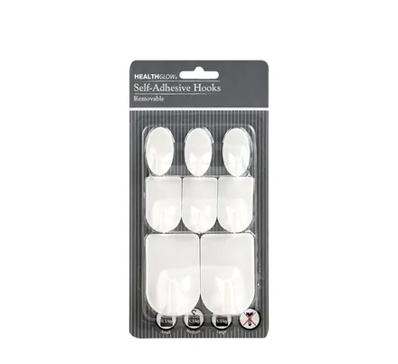 Self Adhesive Plastic Hooks Set 8 Piece