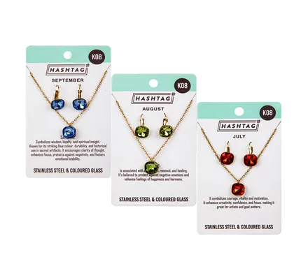 Birthstone Earring And Neckwear Set