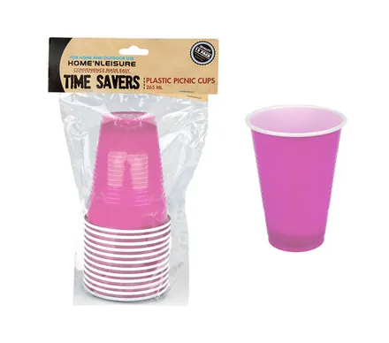Plastic Picnic Cups, 265ml, 12-Piece