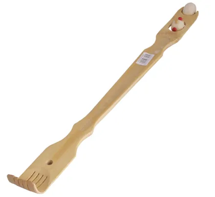 Bamboo Back Scratcher With Massage Wheel