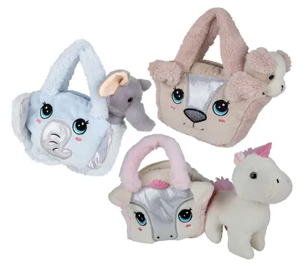 Stuffed Animal In Carry Along Bag