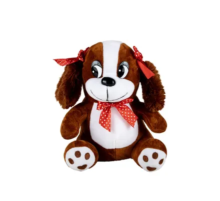 Stuffed Dog With Ribbons, 25cm