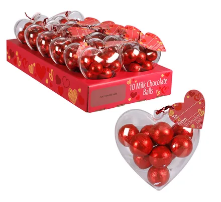 10 Foil Balls In Plastic Heart
