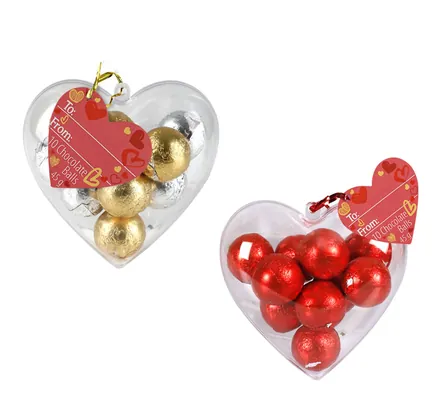 10 Foil Balls In Plastic Heart